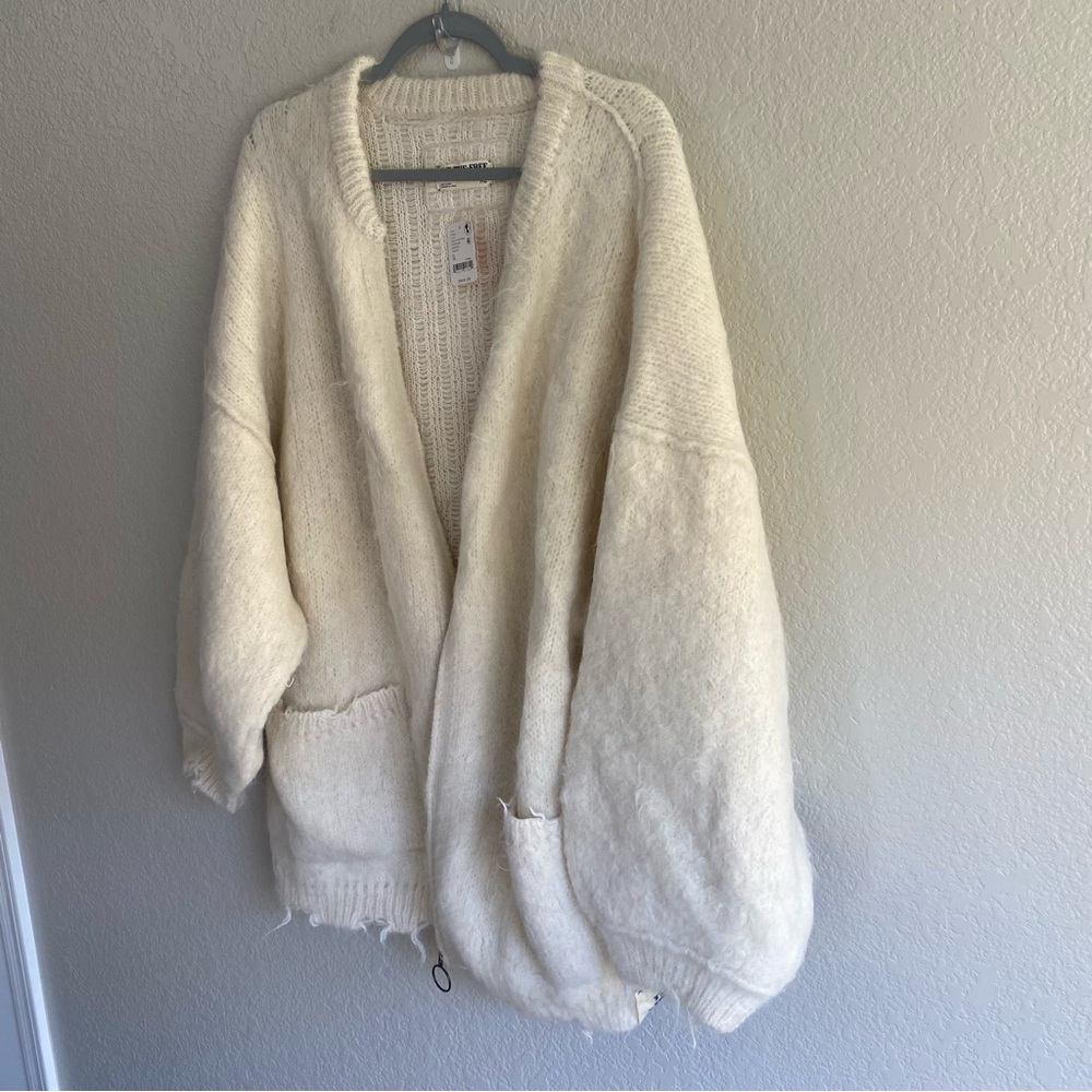 Free People Cream Oversized Fuzzy Zip Teddy Jacket - Picture 12 of 16